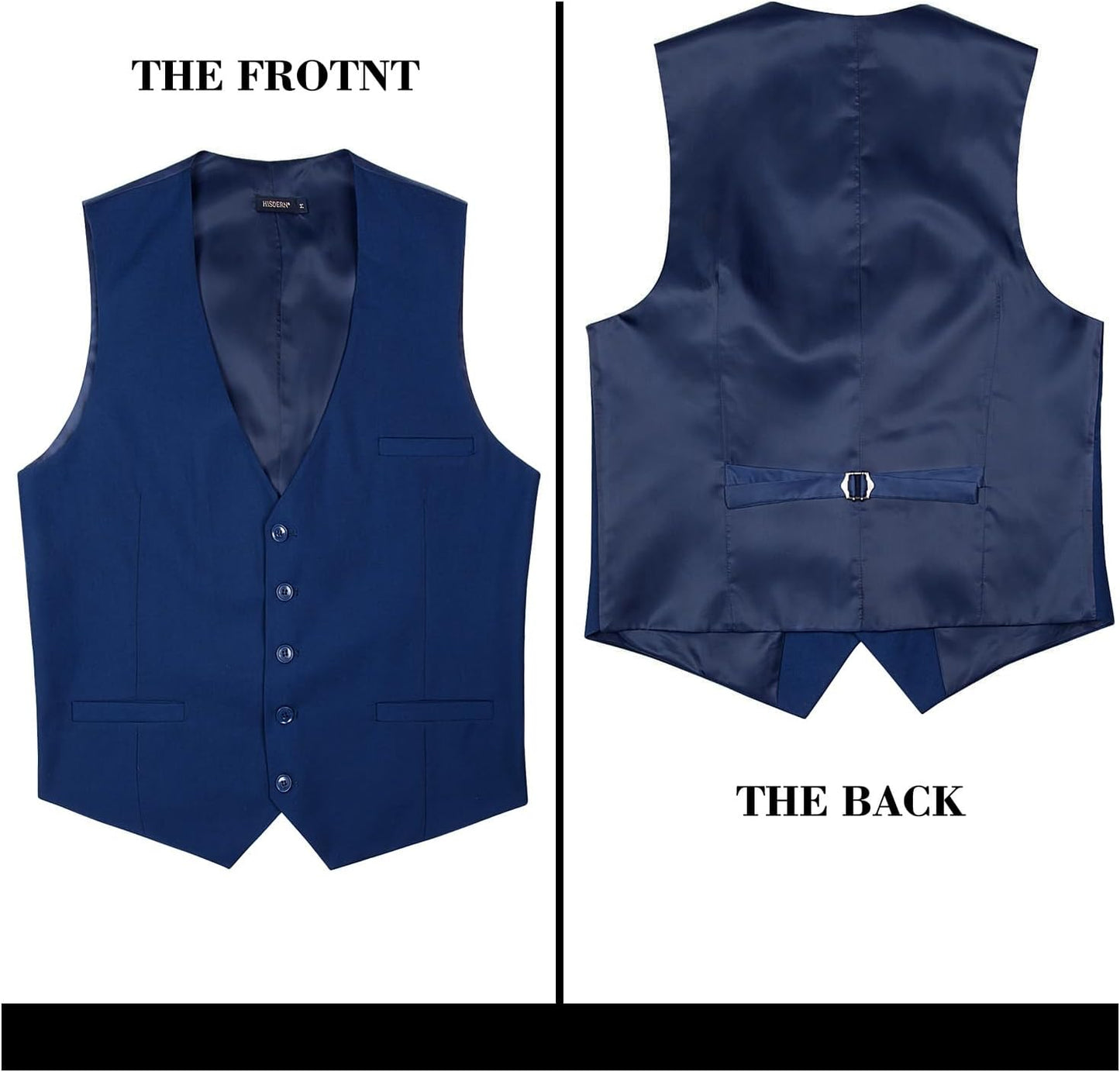 HISDERN Men's Suit Vest Business Formal Dress Waistcoat Vest with 3 Pockets for Suit or Tuxedo