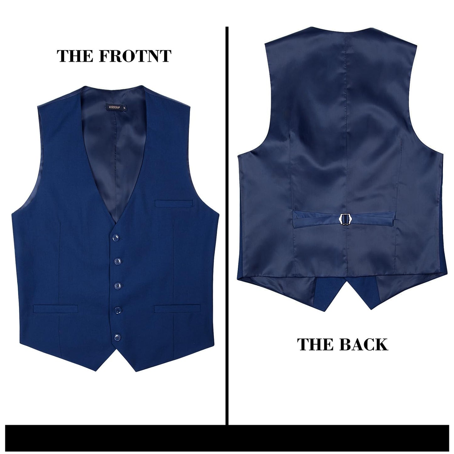 HISDERN Men's Suit Vest Business Formal Dress Waistcoat Vest with 3 Pockets for Suit or Tuxedo