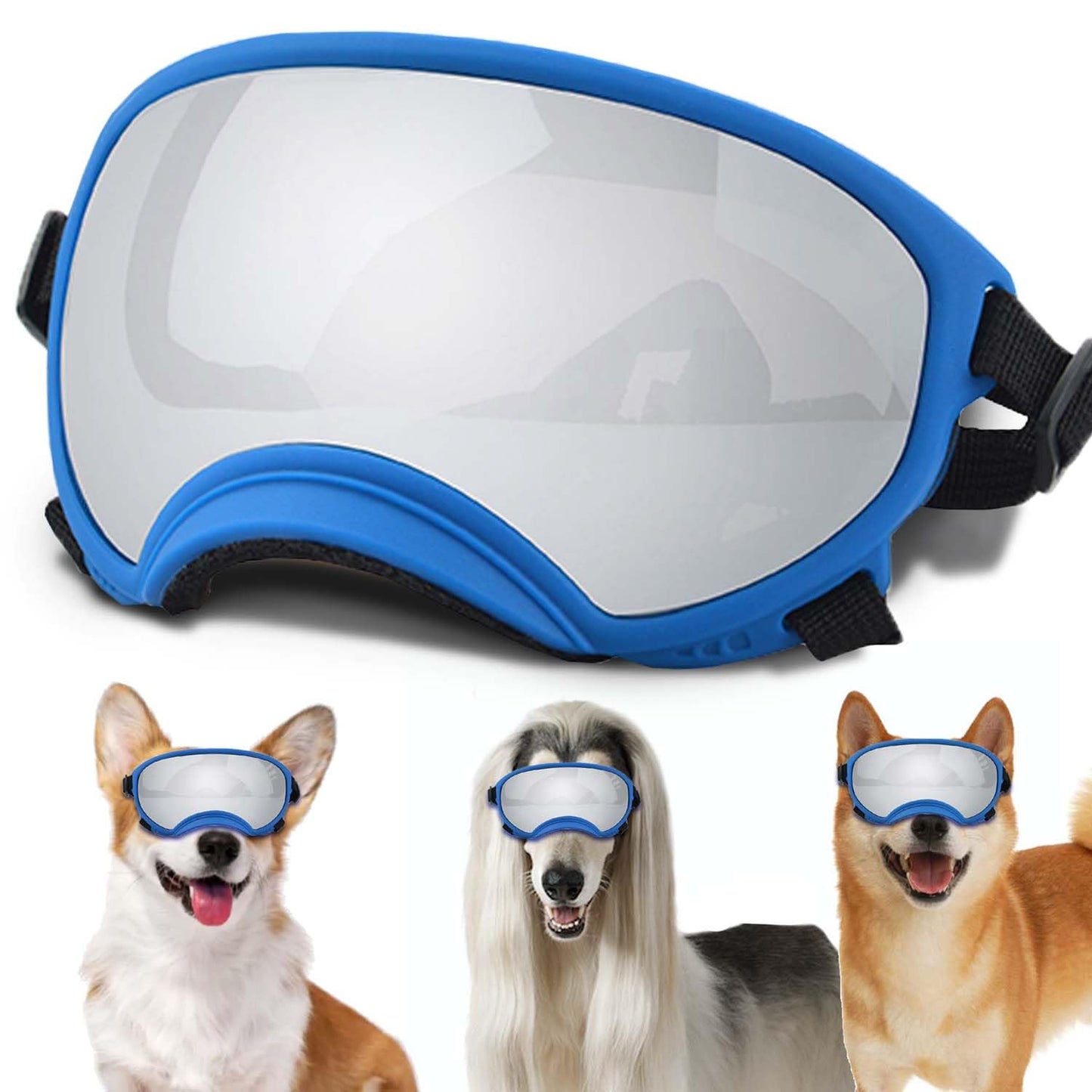 Large Dog Sunglasses, Dog Goggles with Adjustable Strap UV Protection Winproof Dog Puppy Sunglasses, Suitable for Medium-Large Dog Pet Glasses, Dogs Eyes Protection