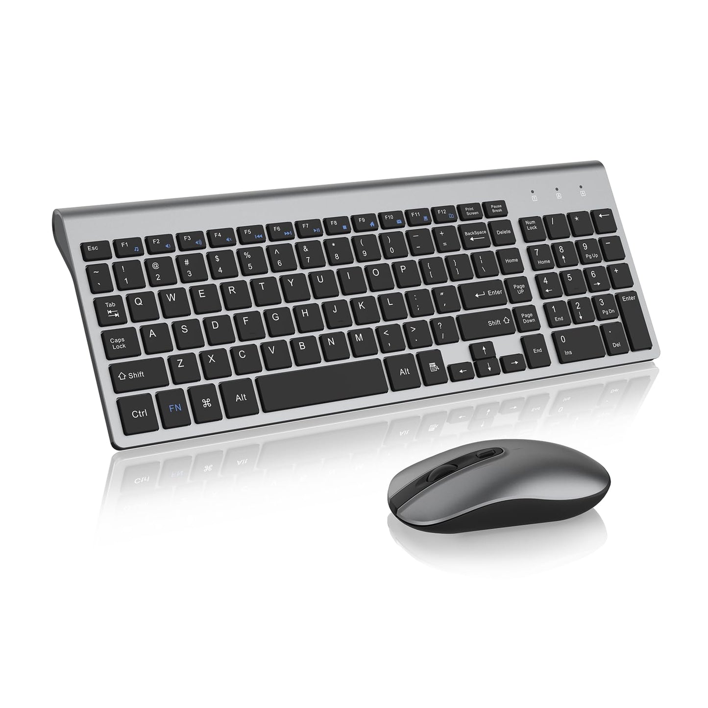 cimetech Wireless Keyboard and Mouse Combo, Compact Full Size Wireless Computer Keyboard and Mouse Set 2.4G Ultra-Thin Sleek Design for Windows, Computer, Desktop, PC, Notebook, Laptop - Grey