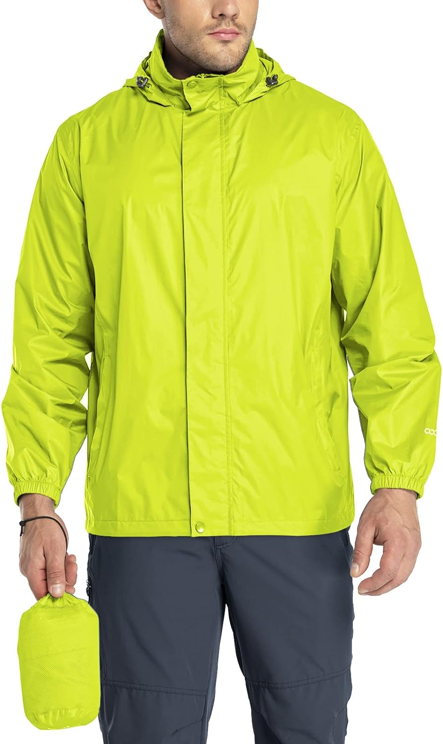 33,000ft Packable Rain Jacket Men's Lightweight Waterproof Rain Shell Jacket Raincoat with Hood for Golf Cycling Windbreaker