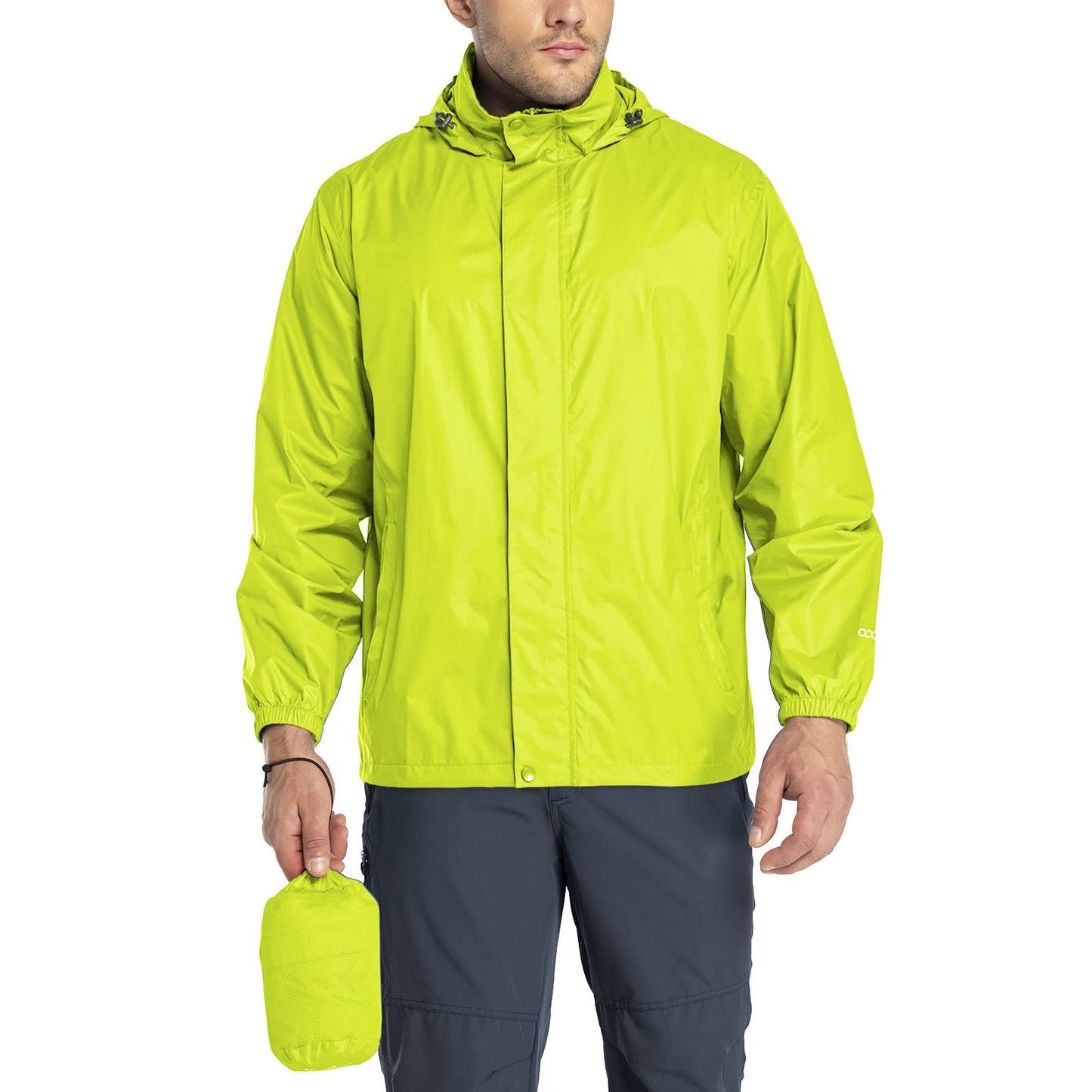 33,000ft Packable Rain Jacket Men's Lightweight Waterproof Rain Shell Jacket Raincoat with Hood for Golf Cycling Windbreaker