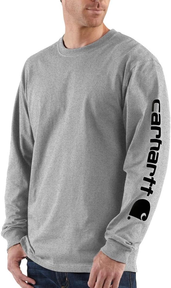 Carhatt Mens Loose Fit Heavyweight LongSleeve Logo Sleeve Graphic TShirt