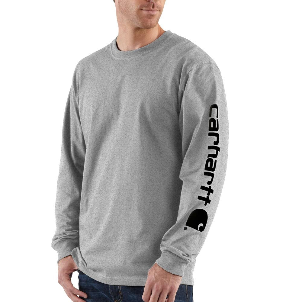 Carhatt Mens Loose Fit Heavyweight LongSleeve Logo Sleeve Graphic TShirt