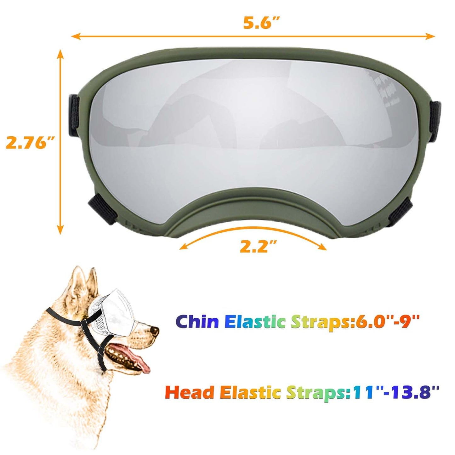 Large Dog Sunglasses, Dog Goggles with Adjustable Strap UV Protection Winproof Dog Puppy Sunglasses, Suitable for Medium-Large Dog Pet Glasses, Dogs Eyes Protection