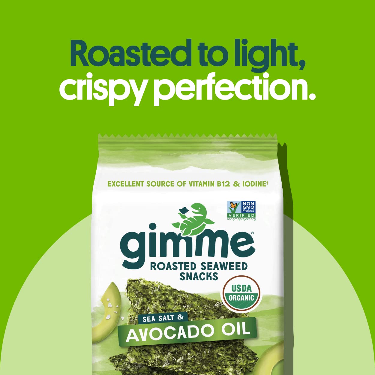 gimMe - Sea Salt & Avocado Oil - 0.16 Oz (Pack of 20) - Organic Roasted Seaweed Sheets - Keto, Vegan, Gluten Free - Great Source of Iodine & Omega 3’s - Healthy On-The-Go Snack for Kids & Adults