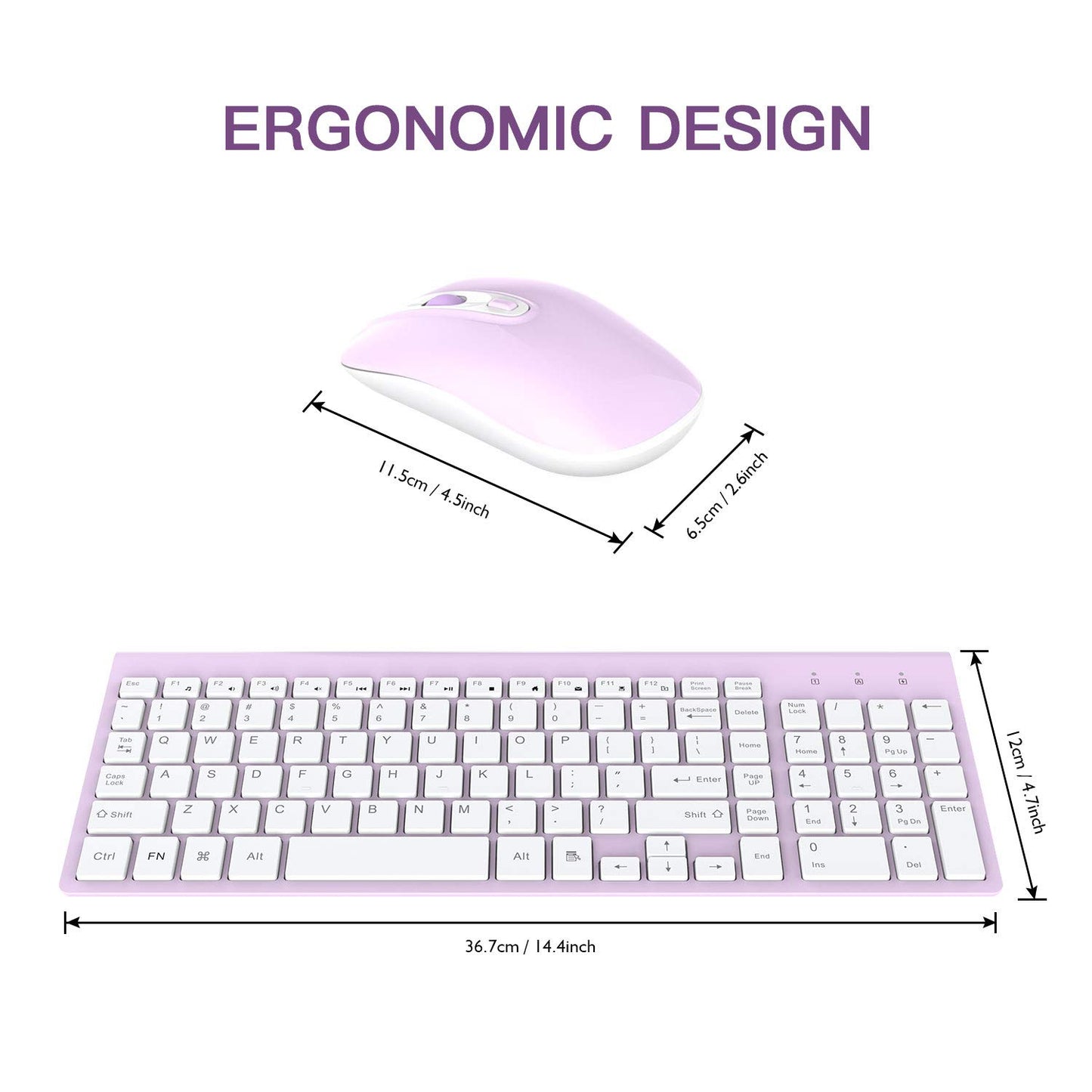 cimetech Wireless Keyboard and Mouse Combo, Compact Full Size Wireless Computer Keyboard and Mouse Set 2.4G Ultra-Thin Sleek Design for Windows, Computer, Desktop, PC, Notebook, Laptop - Grey