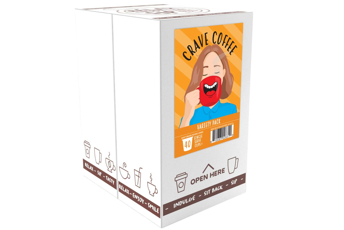 Crave Beverages Flavored Coffee Pods Sampler, Compatible with 2.0 K-Cup Brewers, Assorted Variety Pack, 100 Count