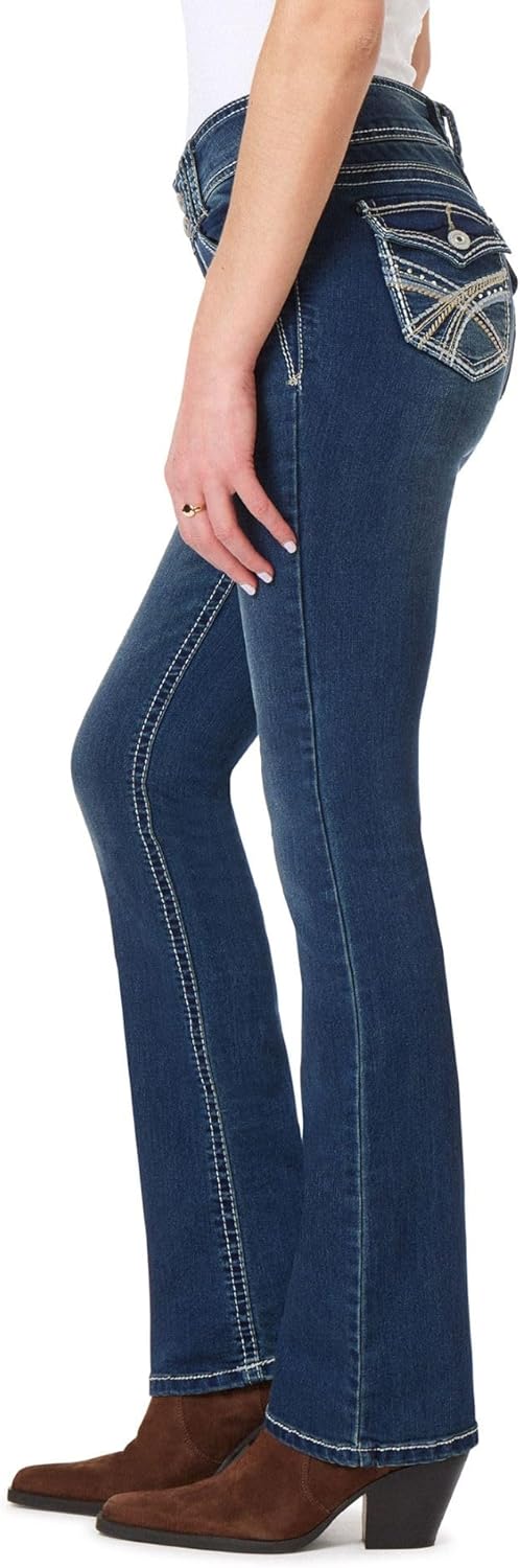 WallFlower Women's Luscious Curvy Bootcut Mid-Rise Insta Stretch Juniors Jeans (Standard and Plus)