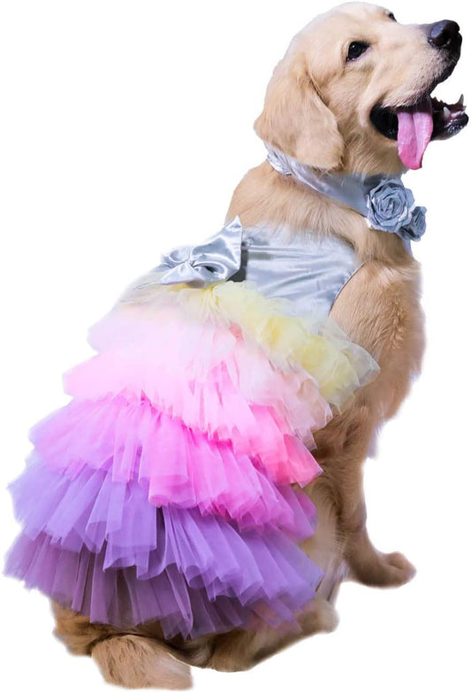 Dog Dress with Lovely Bow Puppy Dress Pet Apparel Dog Clothes for Small and Large Dogs and Cats S Multi Colored