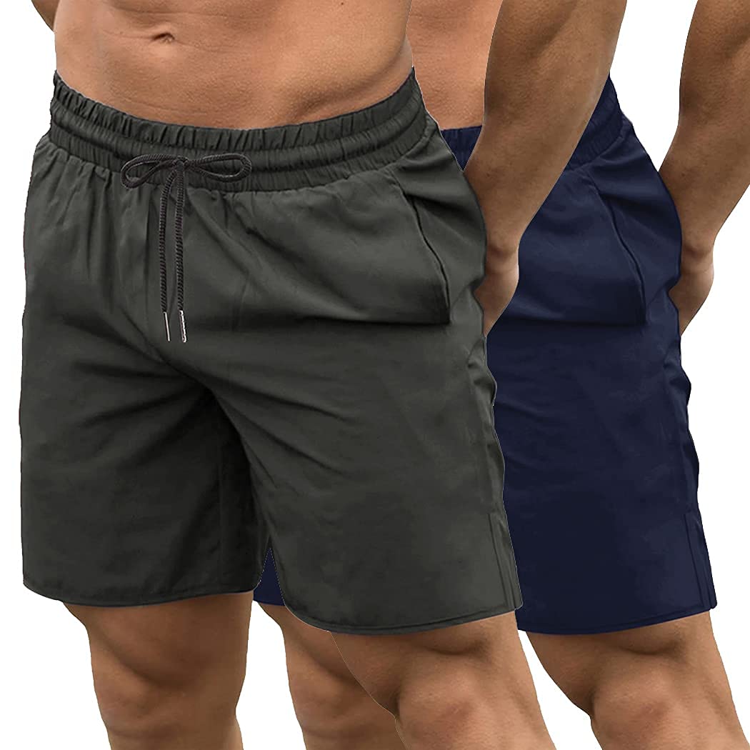 COOFANDY Men's 2 Pack Gym Workout Shorts Quick Dry Bodybuilding Weightlifting Pants Training Running Jogger with Pockets