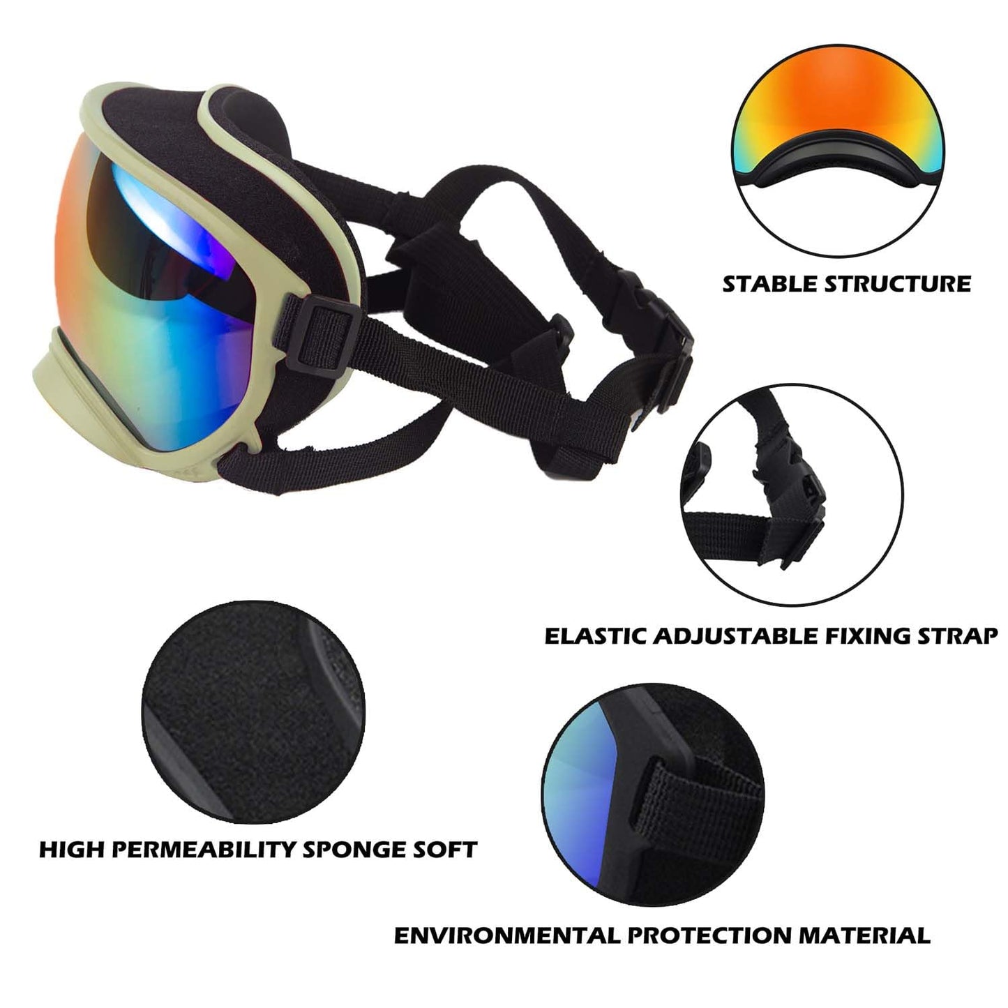 Large Dog Sunglasses, Dog Goggles with Adjustable Strap UV Protection Winproof Dog Puppy Sunglasses, Suitable for Medium-Large Dog Pet Glasses, Dogs Eyes Protection