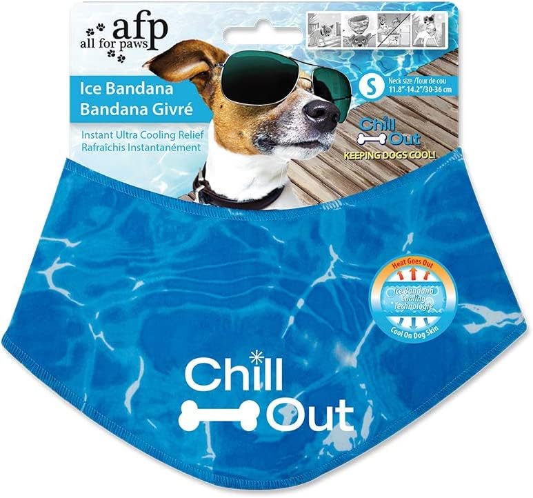 ALL FOR PAWS Chill Out Dog Ice Bandana, Instant Cooling Pet Bandana, Breathable Scarf Dog Cat Ice Collar for Summer