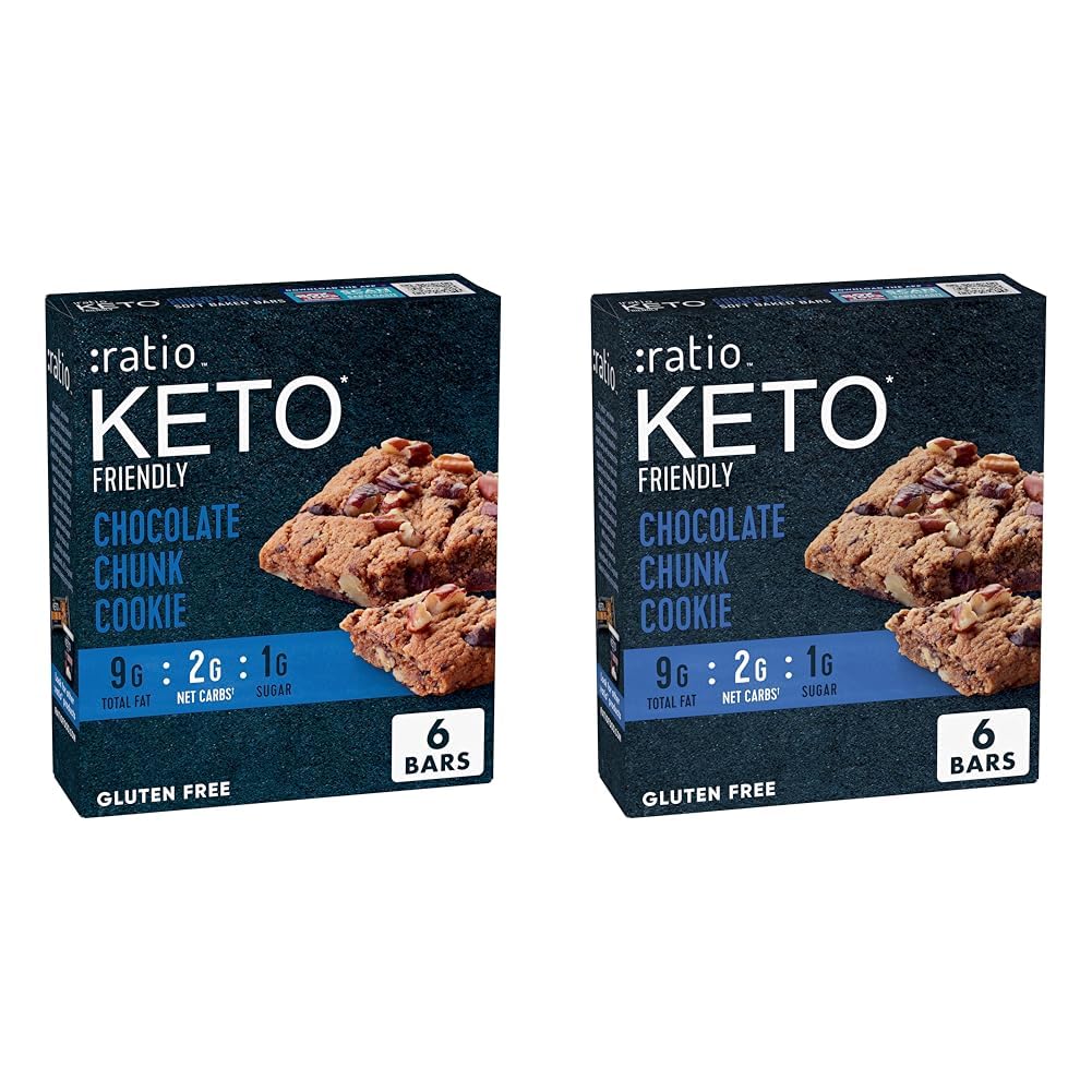 Ratio Soft Baked Bars, Chocolate Brownie, 1g Sugar, Keto Friendly, 5.34 OZ (6 Bars)