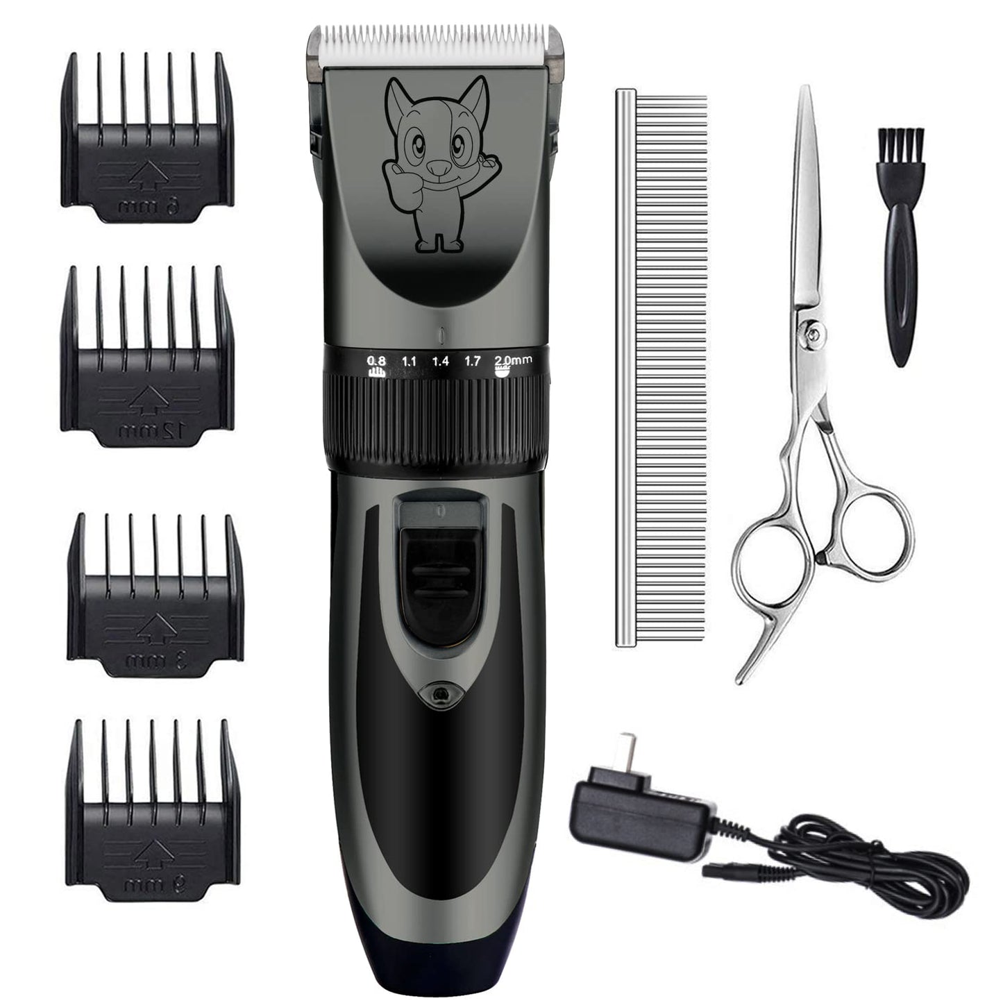 Dog Grooming Kit Clippers, Low Noise, Electric Quiet, Rechargeable, Cordless, Pet Hair Thick Coats Clippers Trimmers Set, Suitable for Dogs, Cats, and Other Pets (Gold)