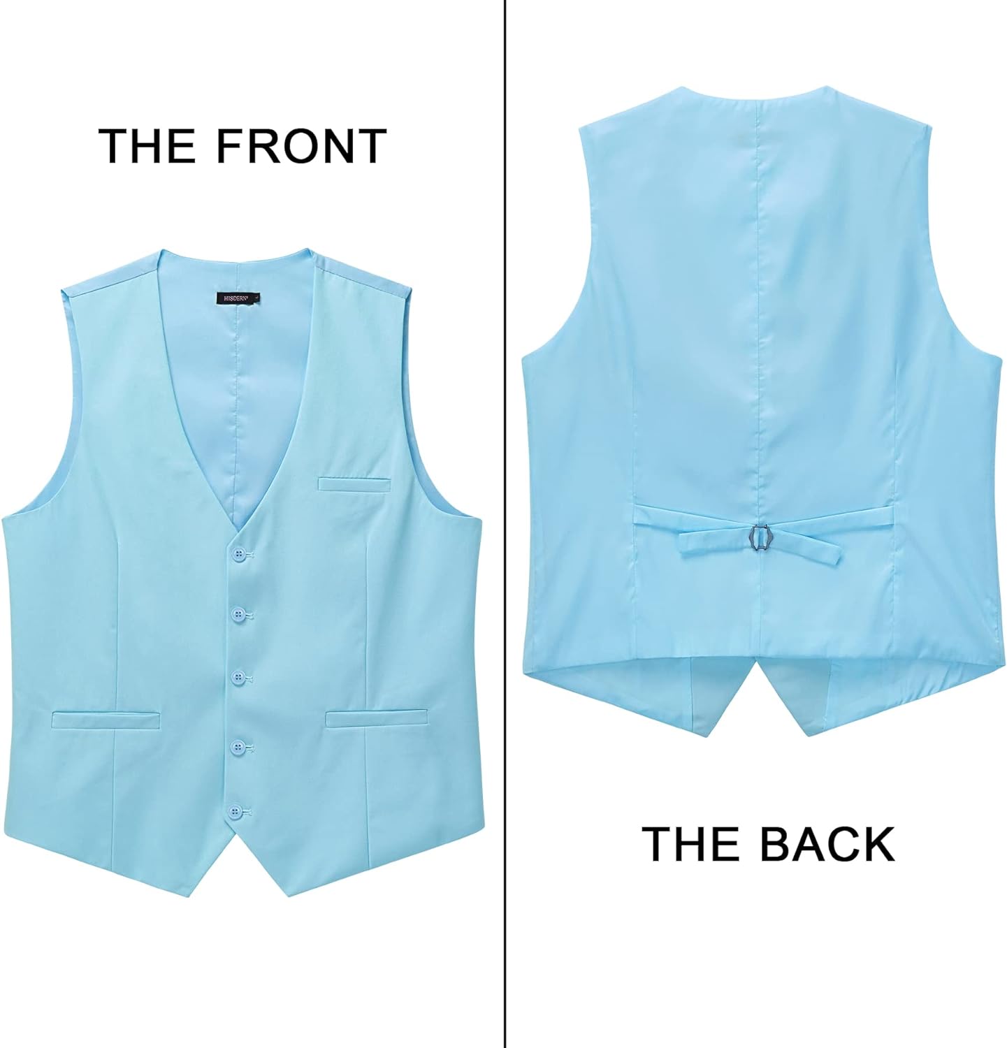 HISDERN Men's Suit Vest Business Formal Dress Waistcoat Vest with 3 Pockets for Suit or Tuxedo