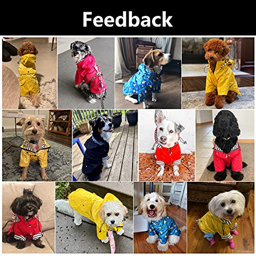 Dog Zip Up Dog Raincoat with Reflective Buttons, Rain/Water Resistant, Adjustable Drawstring, Removable Hood, Dog Raincoats with Legs 8lbs to 80lbs Available Yellow M