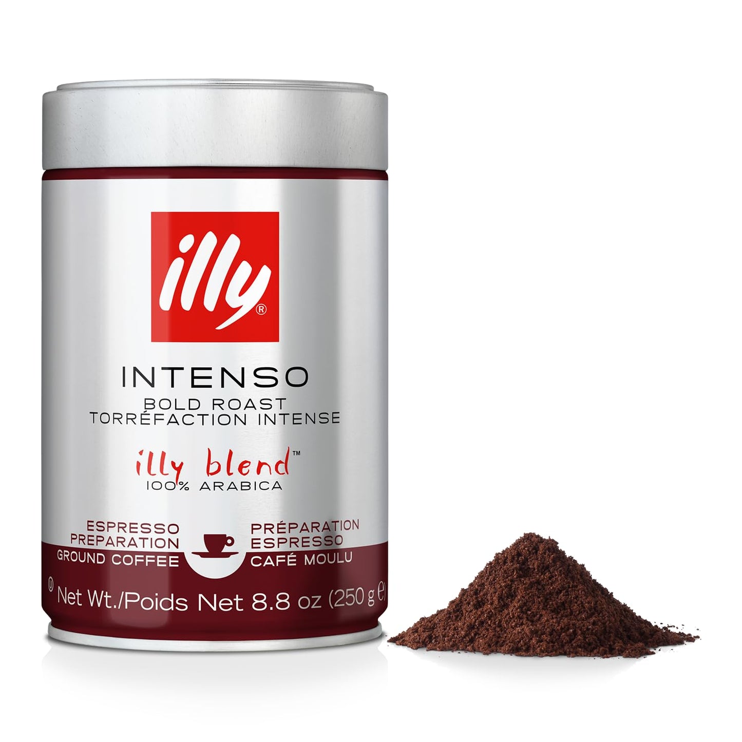 illy Ground Coffee Espresso - 100% Arabica Coffee Ground – Classico Medium Roast - Notes of Caramel, Orange Blossom & Jasmine - Rich Aromatic Profile - Precise Roast - No Preservatives – 8.8 Ounce