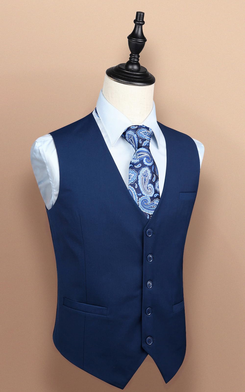 HISDERN Men's Suit Vest Business Formal Dress Waistcoat Vest with 3 Pockets for Suit or Tuxedo