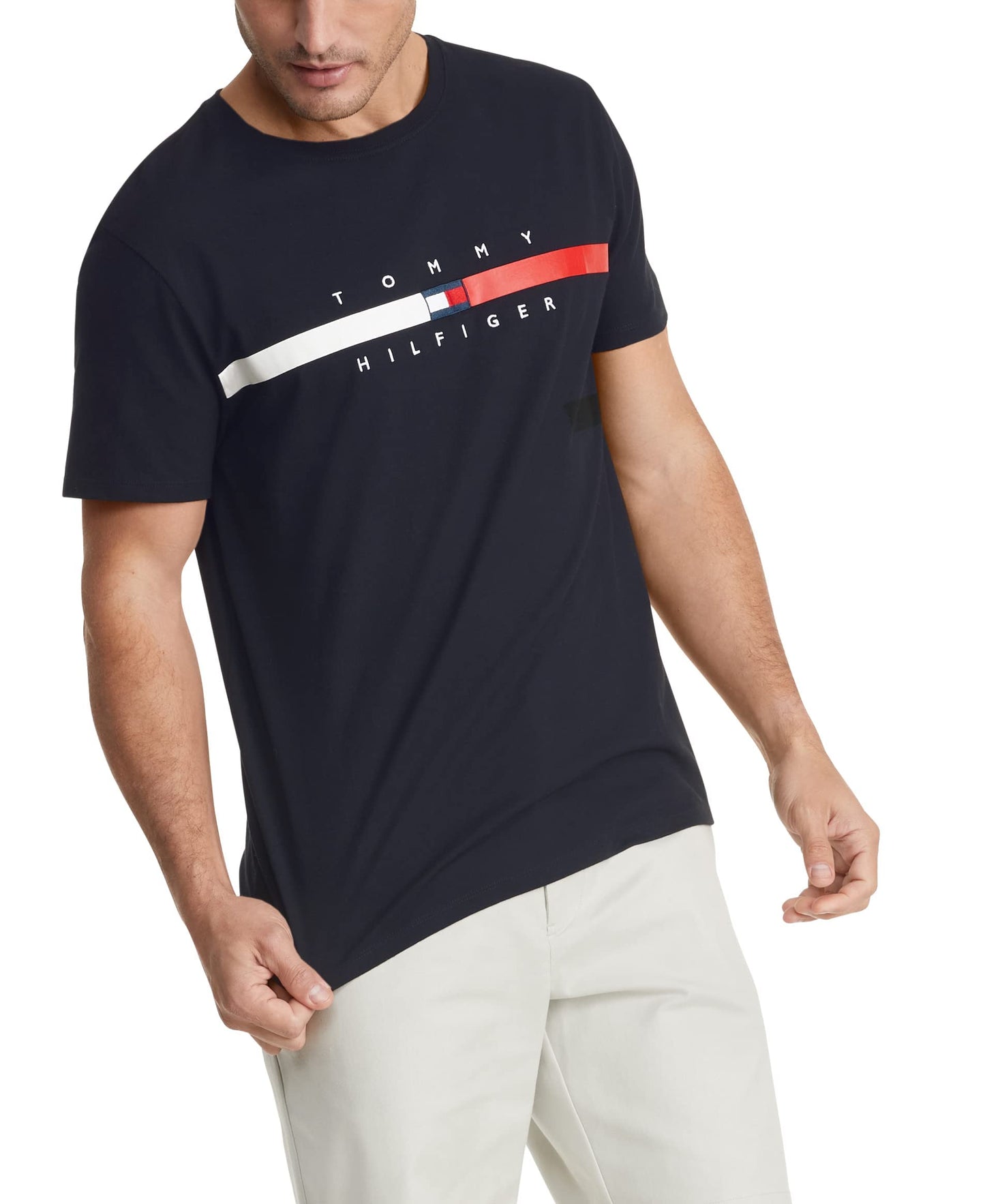 Tommy Hilfiger Men's Short Sleeve Signature Stripe Graphic T-Shirt