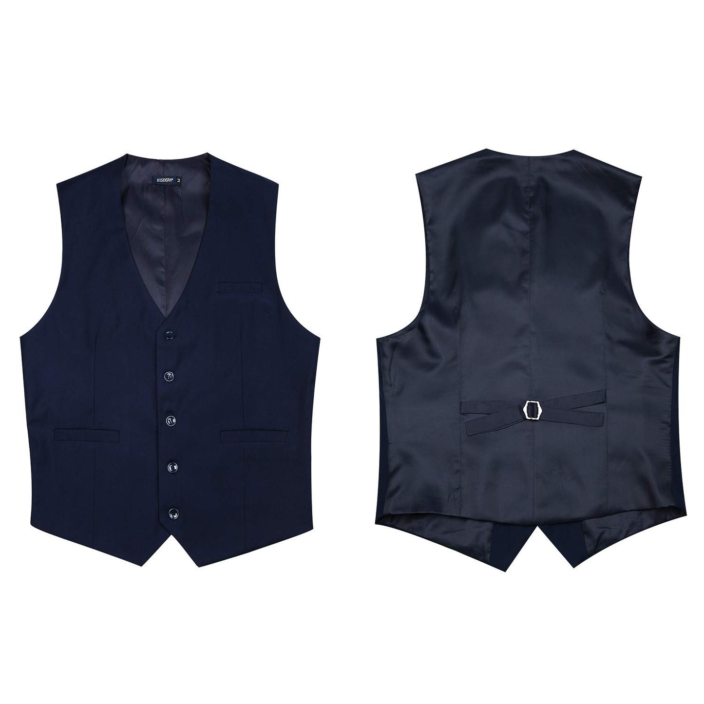 HISDERN Men's Suit Vest Business Formal Dress Waistcoat Vest with 3 Pockets for Suit or Tuxedo