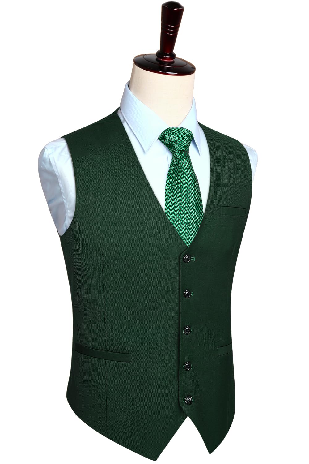 HISDERN Men's Suit Vest Business Formal Dress Waistcoat Vest with 3 Pockets for Suit or Tuxedo