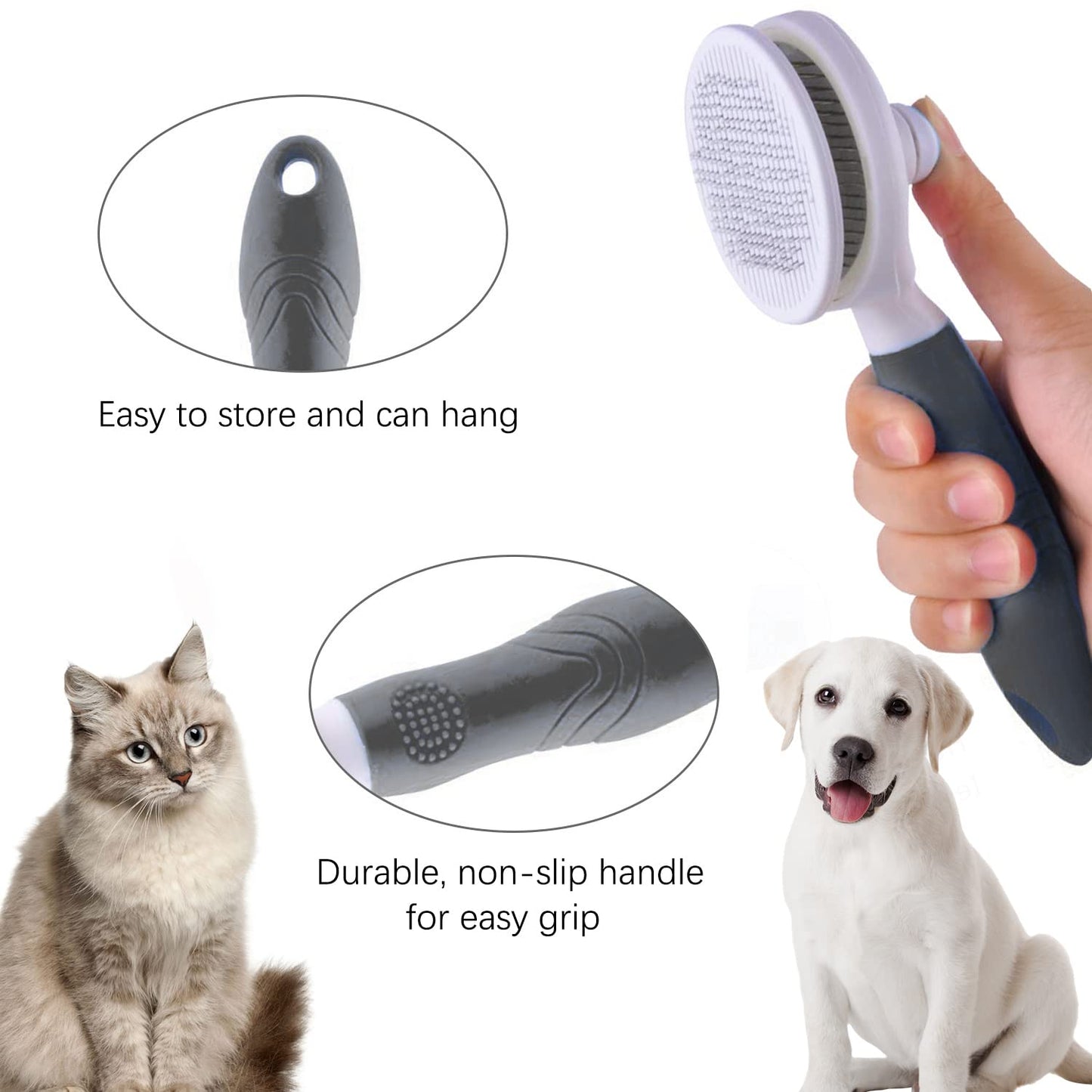 Cat Grooming Brush, Self Cleaning Slicker Brushes for Dogs Cats Pet Grooming Brush Tool Gently Removes Loose Undercoat, Mats Tangled Hair Slicker Brush for Pet Massage- Upgraded (BLUE)