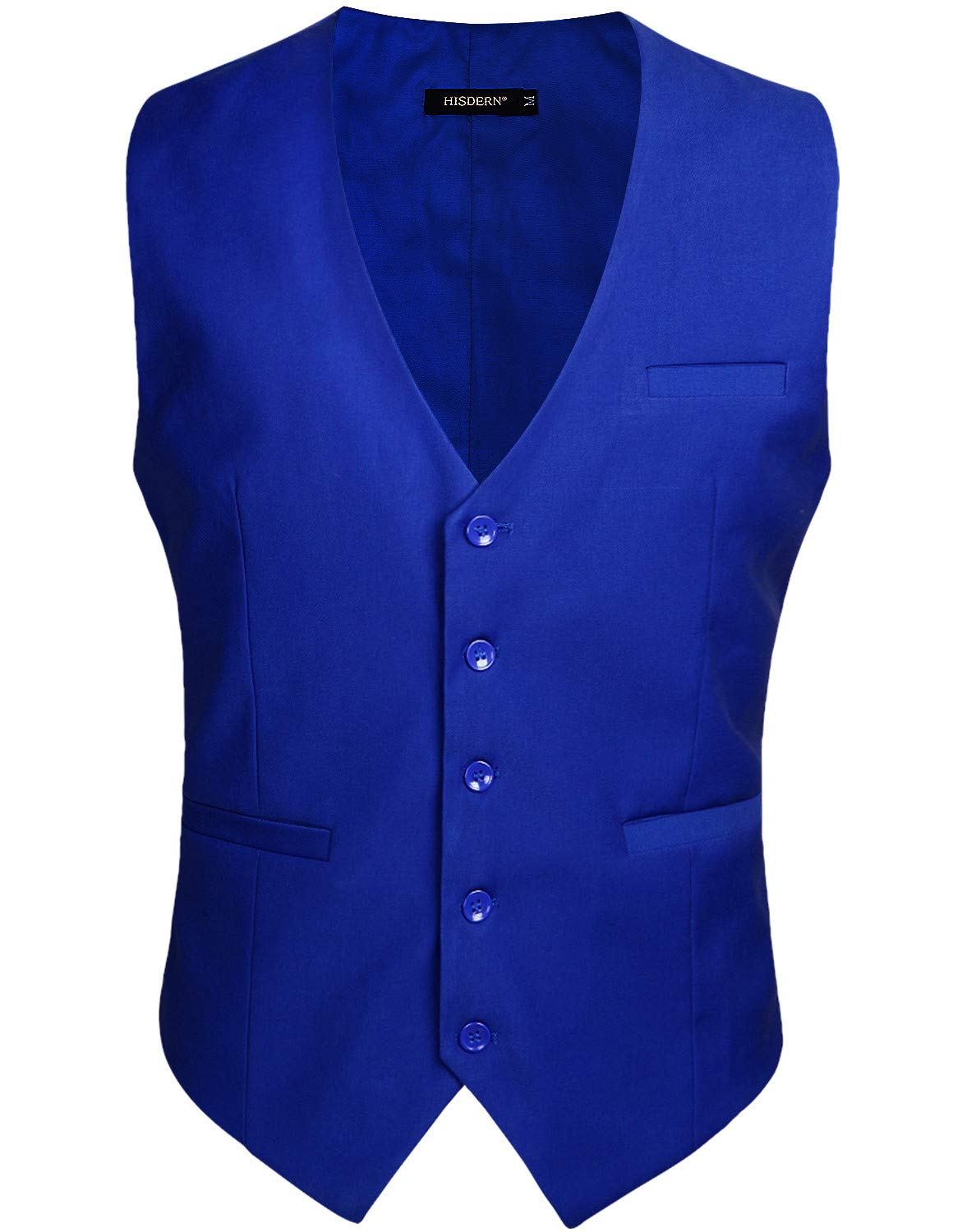 HISDERN Men's Suit Vest Business Formal Dress Waistcoat Vest with 3 Pockets for Suit or Tuxedo