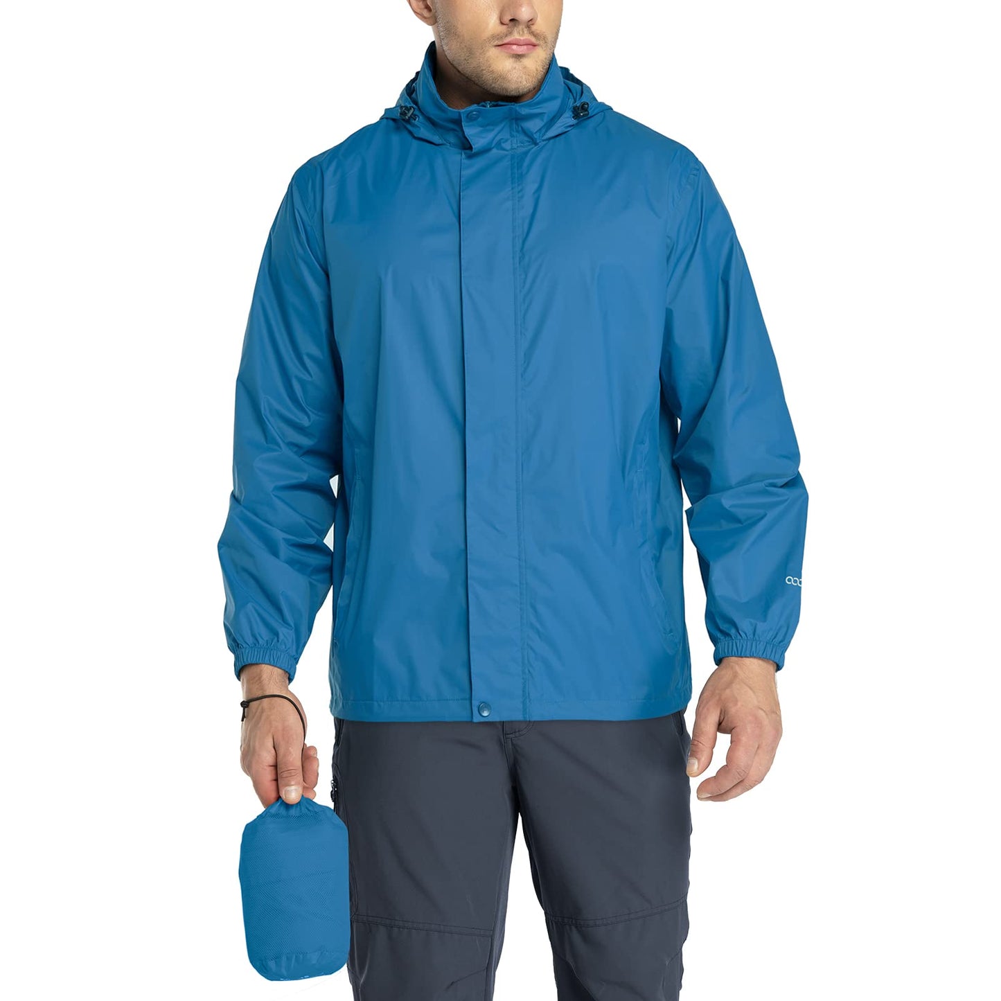 33,000ft Packable Rain Jacket Men's Lightweight Waterproof Rain Shell Jacket Raincoat with Hood for Golf Cycling Windbreaker