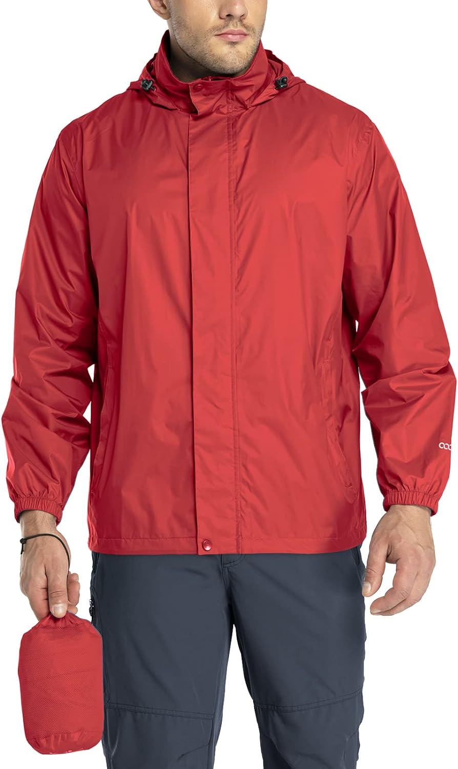 33,000ft Packable Rain Jacket Men's Lightweight Waterproof Rain Shell Jacket Raincoat with Hood for Golf Cycling Windbreaker