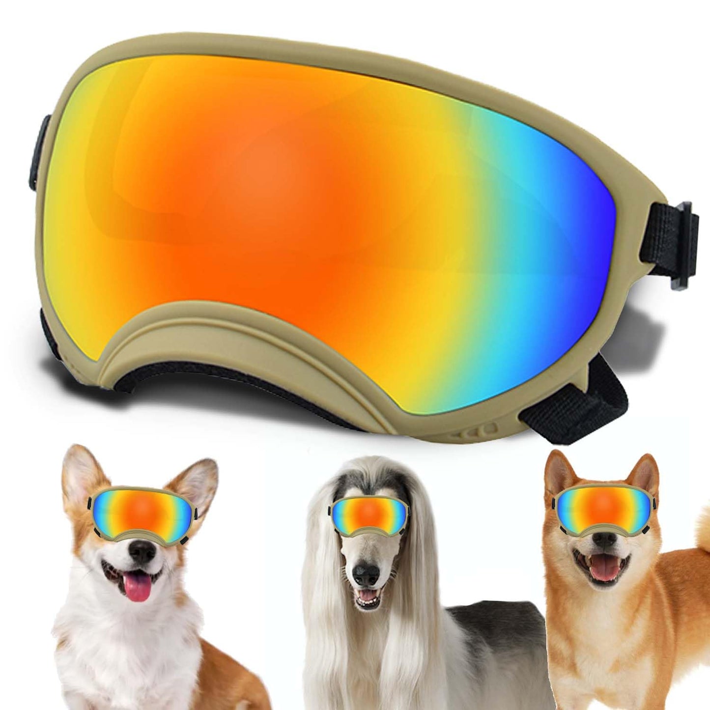 Large Dog Sunglasses, Dog Goggles with Adjustable Strap UV Protection Winproof Dog Puppy Sunglasses, Suitable for Medium-Large Dog Pet Glasses, Dogs Eyes Protection