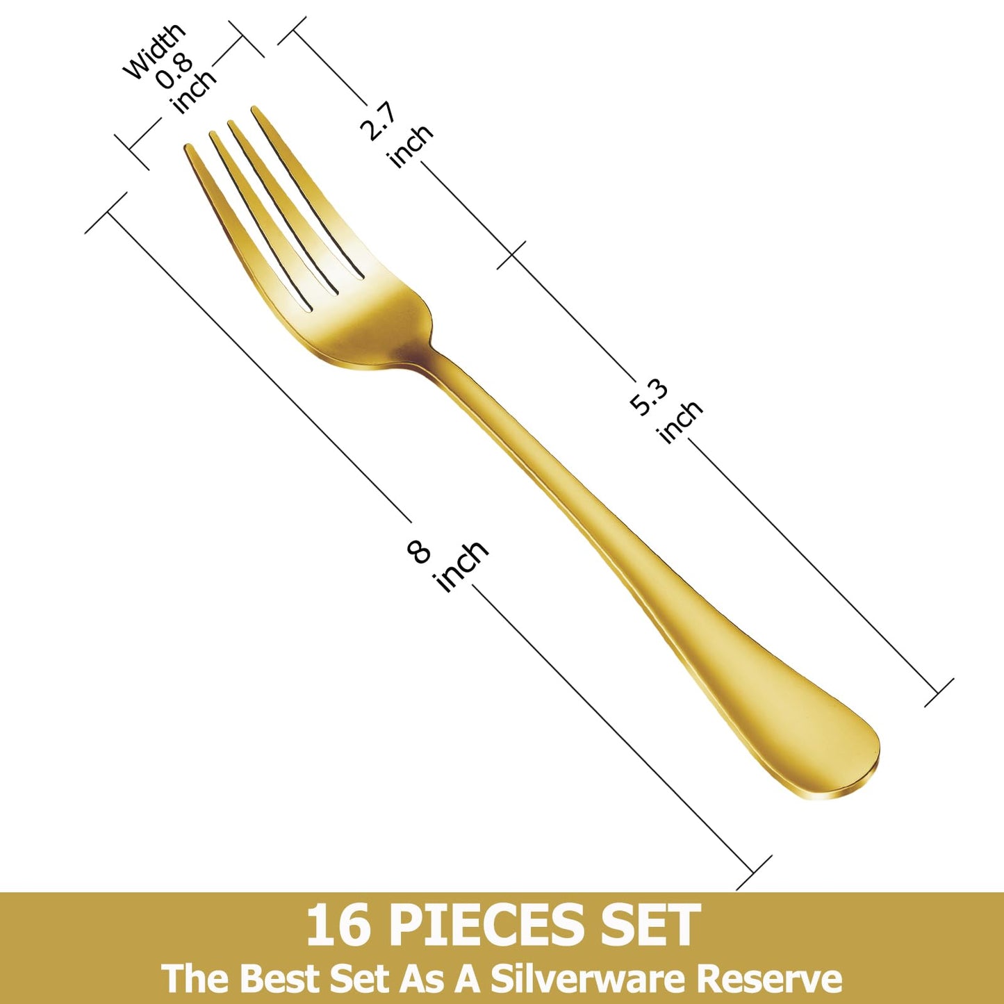 Dinner Forks,Set of 16 Top Food Grade Stainless Steel Silverware Forks,Table Forks,Flatware Forks,8 Inches,Mirror Finish & Dishwasher Safe,Use for Home,Kitchen or Restaurant