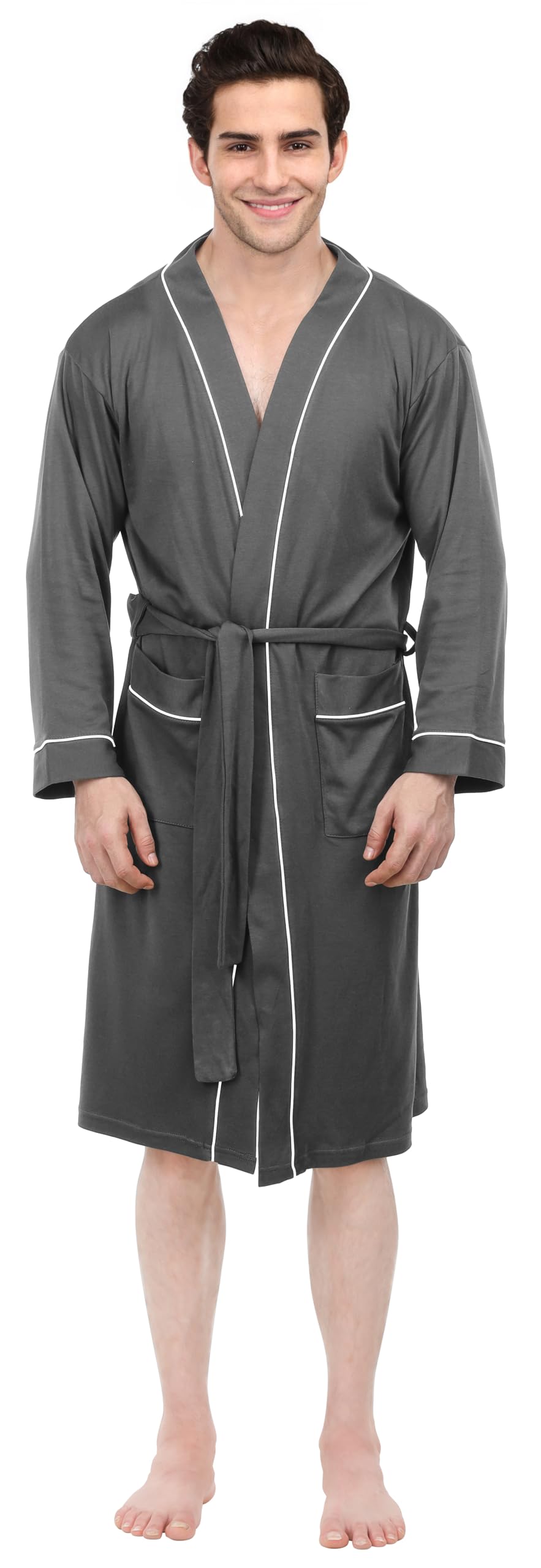 NY Threads Men's Lightweight Knit Robe Cotton Blend Bathrobe