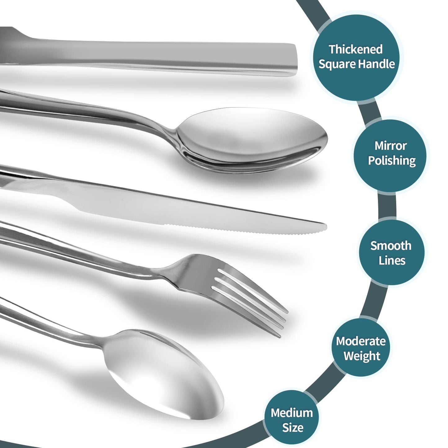 Silverware Set, Briout Flatware Set Service for 4 Stainless Steel Cutlery Set 20 Piece Include Upgraded Knife Spoon Fork Mirror Polished, Dishwasher Safe