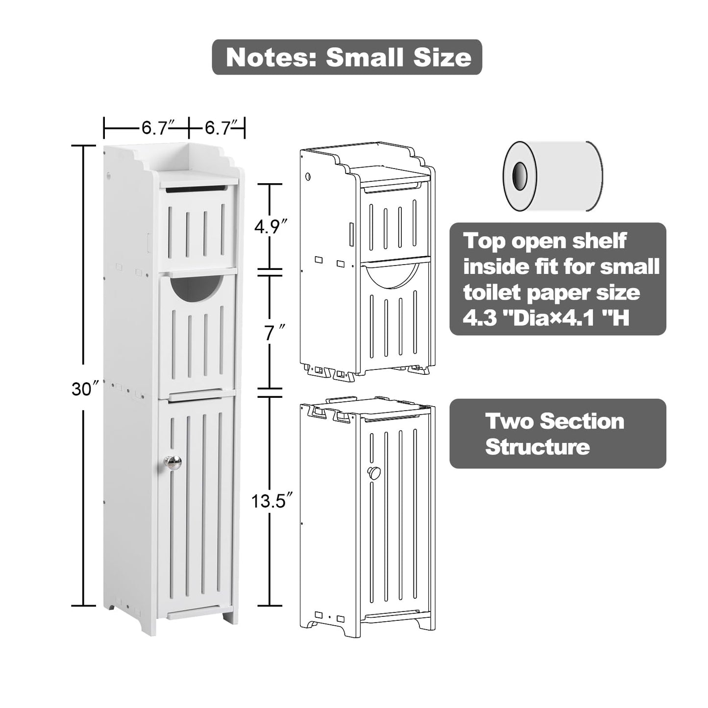 AOJEZOR Bathroom Furniture Sets,Small Bathroom Storage Cabinet Great for Toilet Paper Holder,Toilet Paper Cabinet for Small Spaces,White Bathroom Organizer