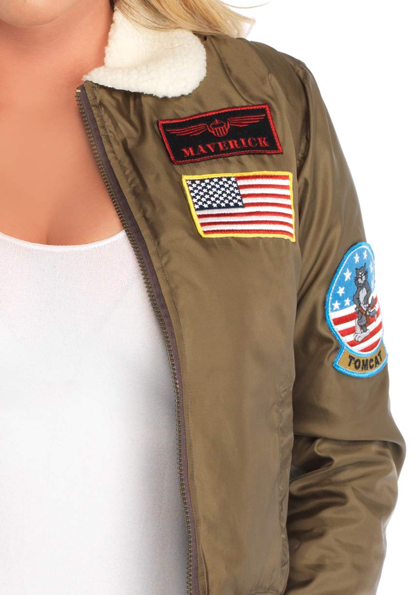 Leg Avenue Womens - Top Gun Nylon Bomber Jacket With Interchangeable Name Badges - Flight Jacket Halloween Costume for Women