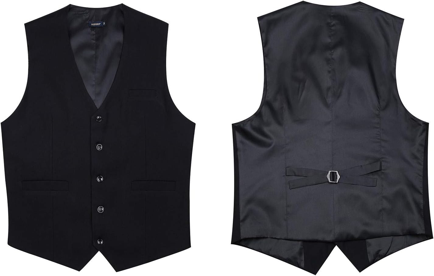 HISDERN Men's Suit Vest Business Formal Dress Waistcoat Vest with 3 Pockets for Suit or Tuxedo