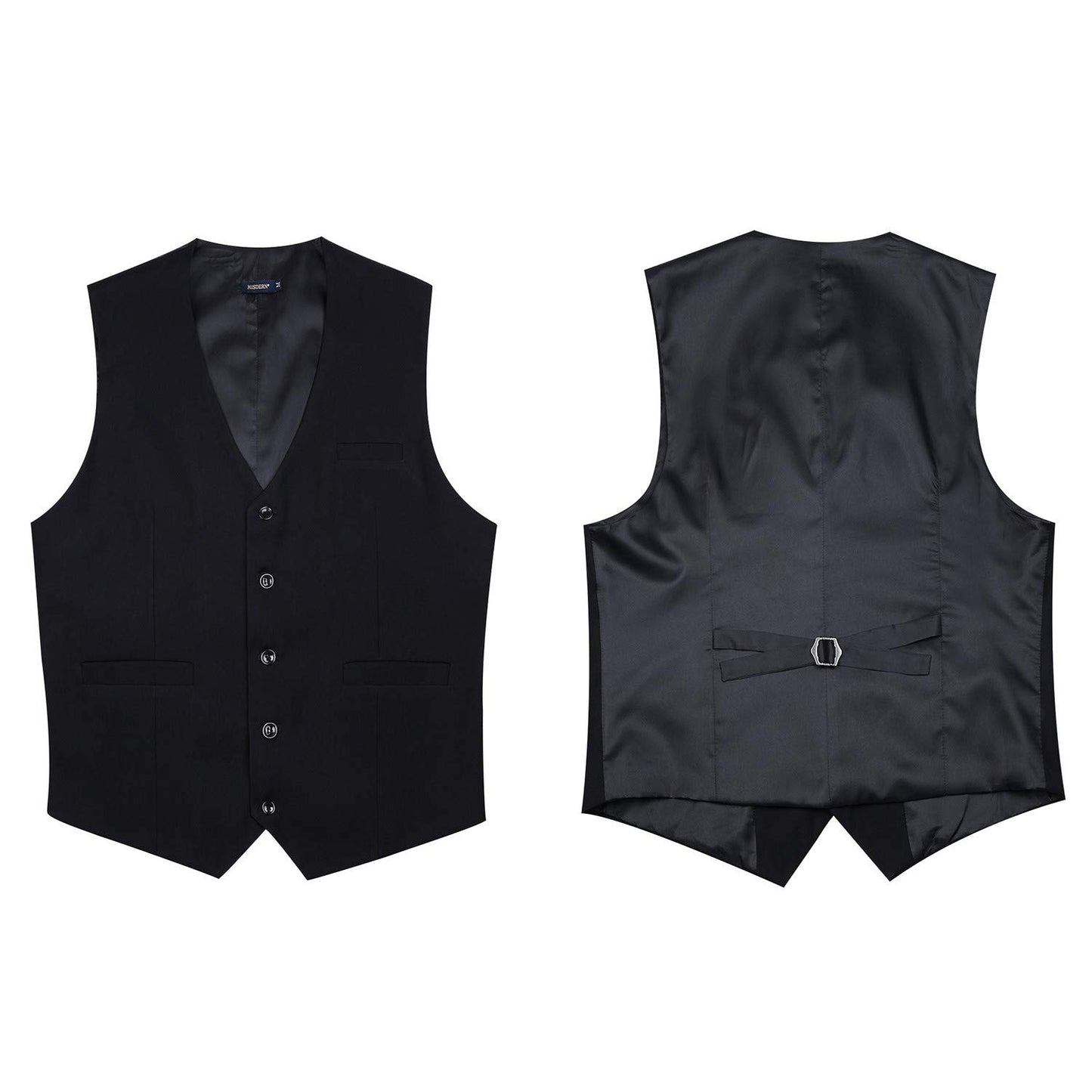 HISDERN Men's Suit Vest Business Formal Dress Waistcoat Vest with 3 Pockets for Suit or Tuxedo