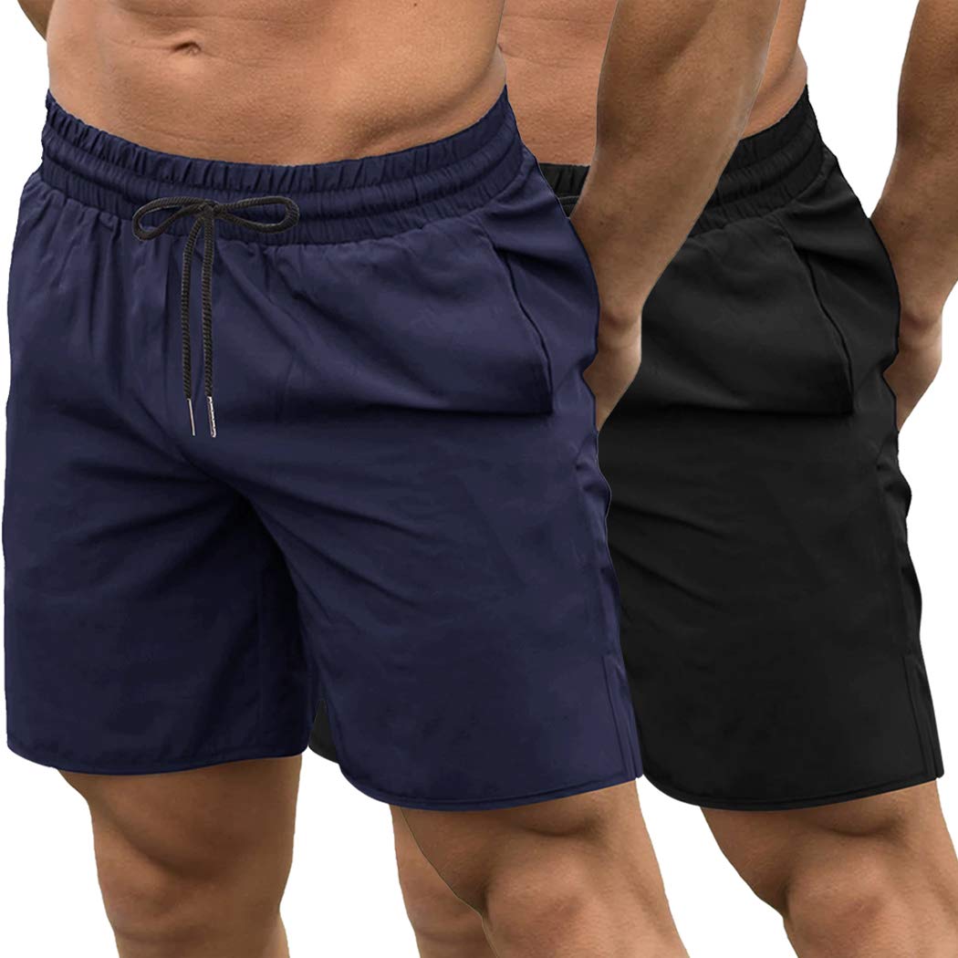 COOFANDY Men's 2 Pack Gym Workout Shorts Quick Dry Bodybuilding Weightlifting Pants Training Running Jogger with Pockets