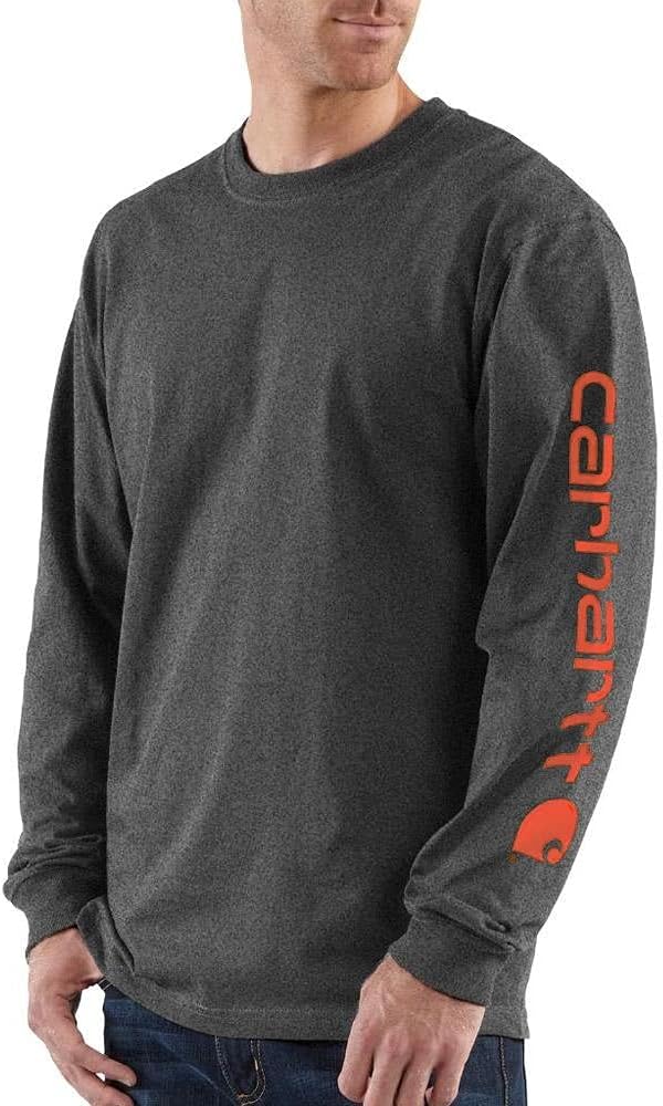 Carhatt Mens Loose Fit Heavyweight LongSleeve Logo Sleeve Graphic TShirt