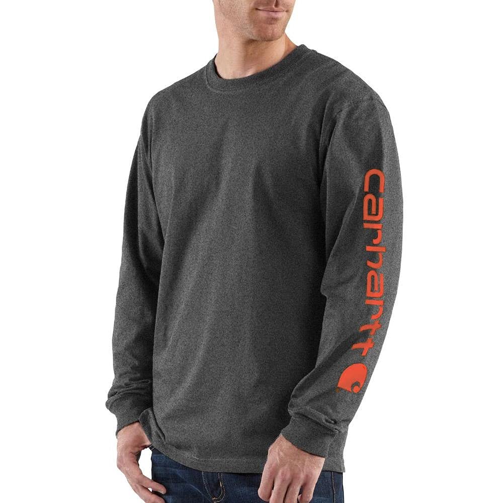 Carhatt Mens Loose Fit Heavyweight LongSleeve Logo Sleeve Graphic TShirt