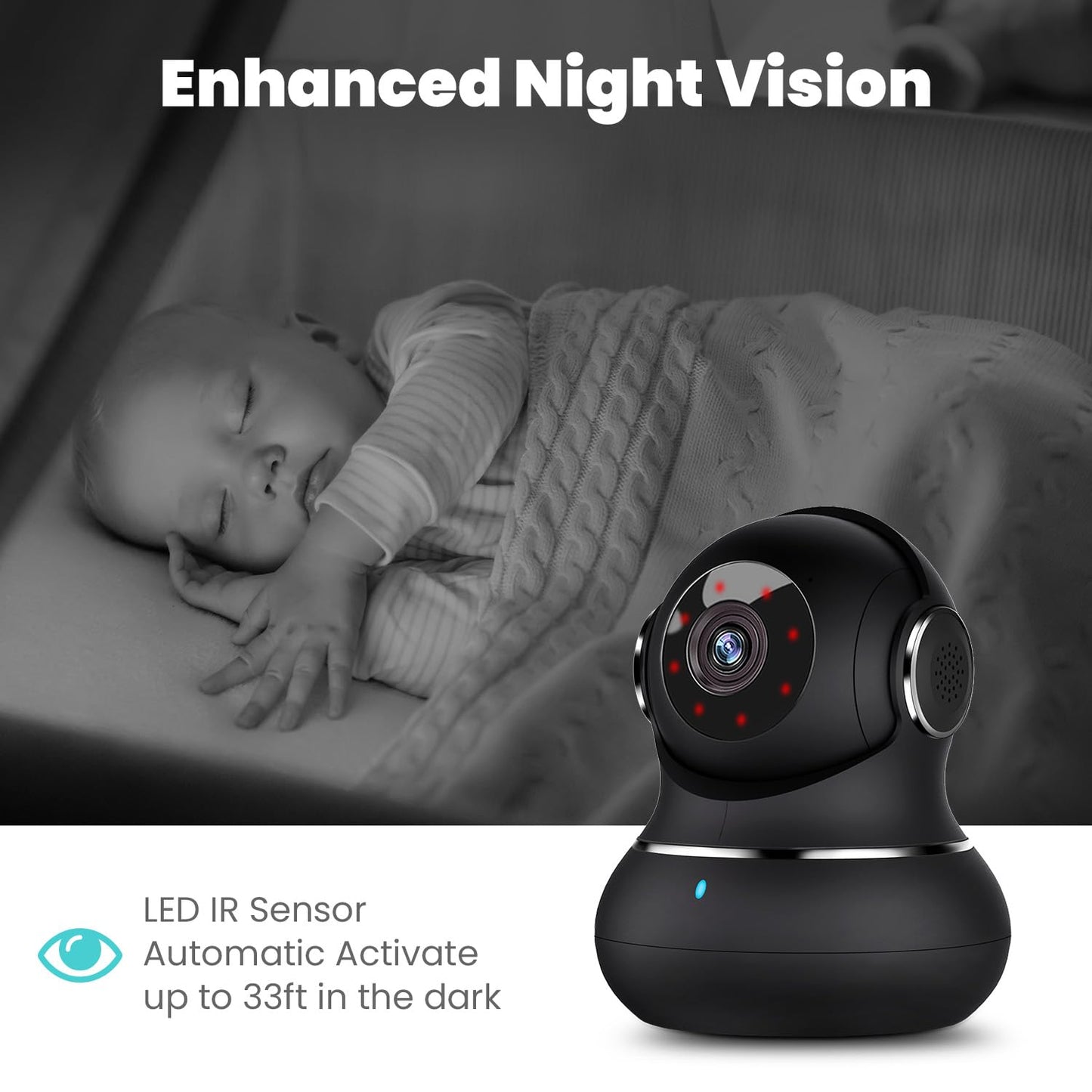 litokam 2K Indoor Security Camera, 360° Cameras for Home Security Indoor with Motion Detection, Pet Camera with Phone App, Baby Monitor-Night Vision