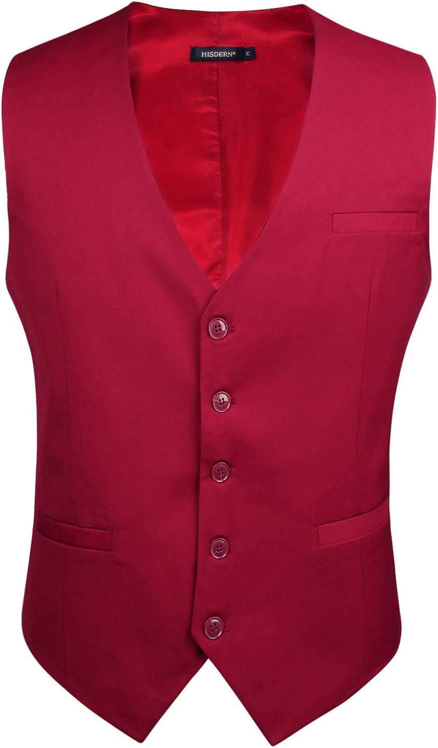 HISDERN Men's Suit Vest Business Formal Dress Waistcoat Vest with 3 Pockets for Suit or Tuxedo