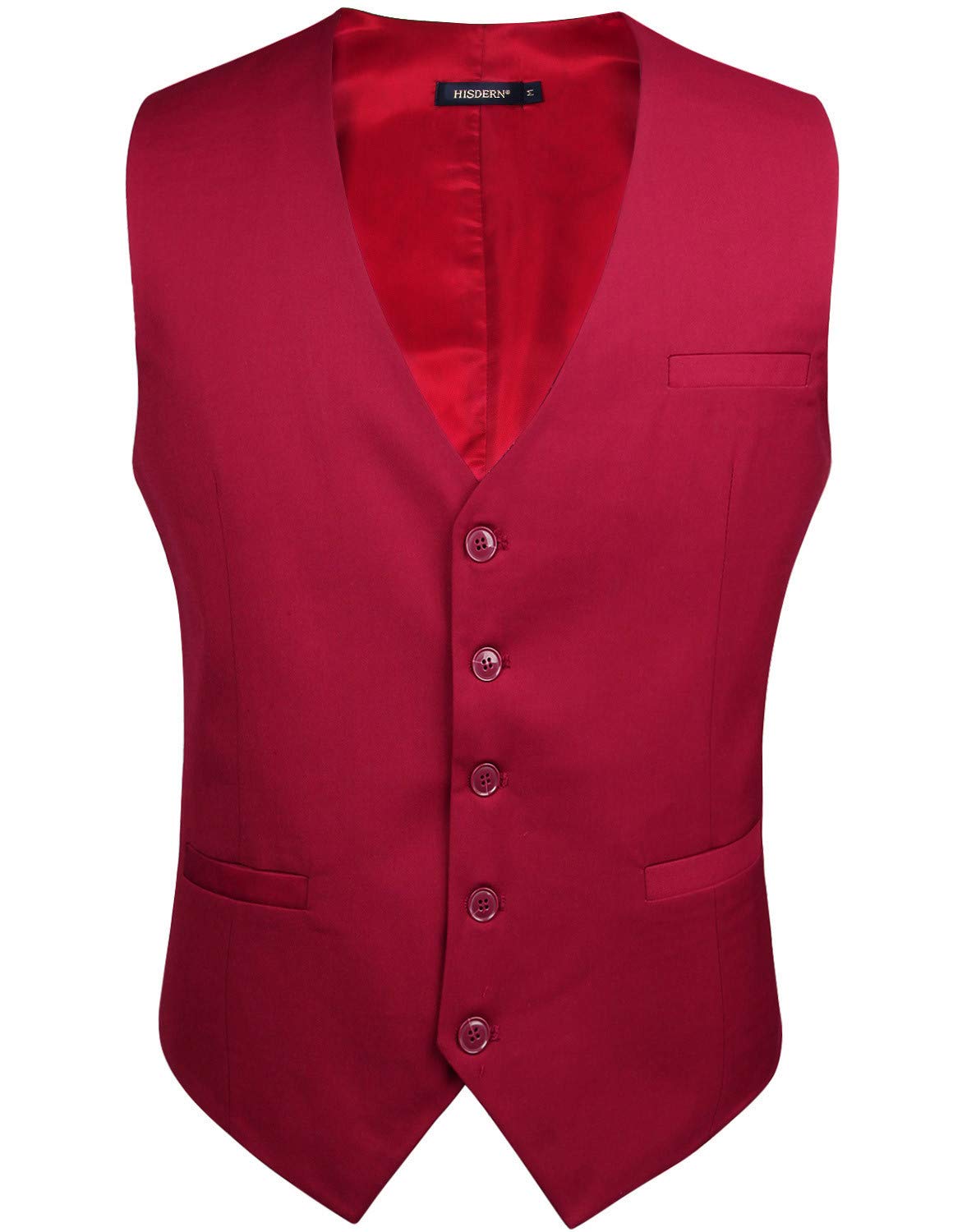 HISDERN Men's Suit Vest Business Formal Dress Waistcoat Vest with 3 Pockets for Suit or Tuxedo