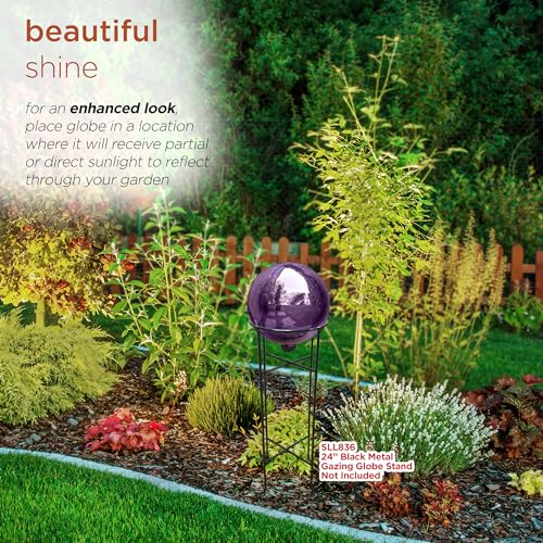 Alpine Corporation 10" Diameter Indoor/Outdoor Glass Gazing Globe Yard Decoration, Silver