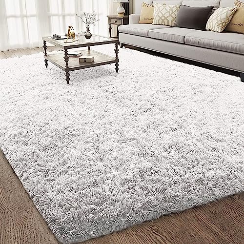 Ophanie Machine Washable Upgrade 4x6 Rugs for Bedroom, Grey, Fluffy Shaggy Soft Area Rug, Gray Non-Slip Indoor Floor Carpet for Living Room, Kids Baby Boys Teen Dorm Home Decor Aesthetic, Nursery