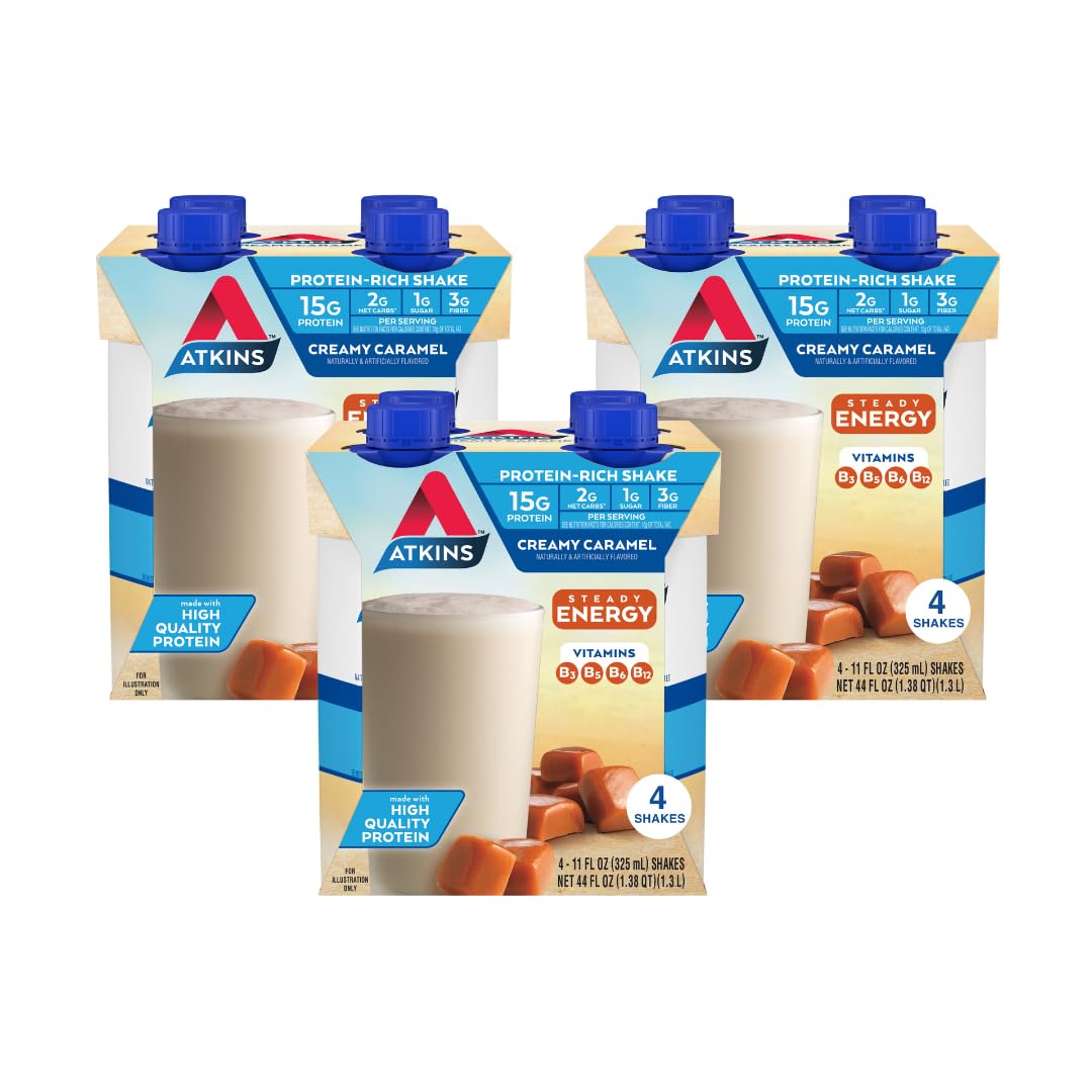 Atkins Milk Chocolate Delight Protein Shake, 15g Protein, Low Glycemic, 2g Net Carb, 1g Sugar, Keto Friendly, 12 Count