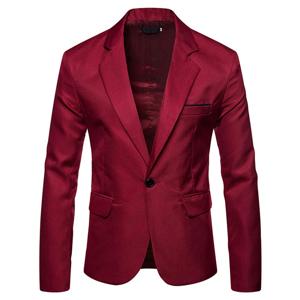 Cloudstyle Mens Casual Slim Fit Suit Jacket 1 Button Daily Blazer Business Sport Coat Tops