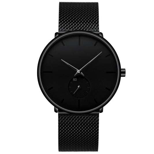 Mens Watches Ultra-Thin Minimalist Waterproof - Fashion Wrist Watch for Men Unisex Dress with Stainless Steel Mesh Band