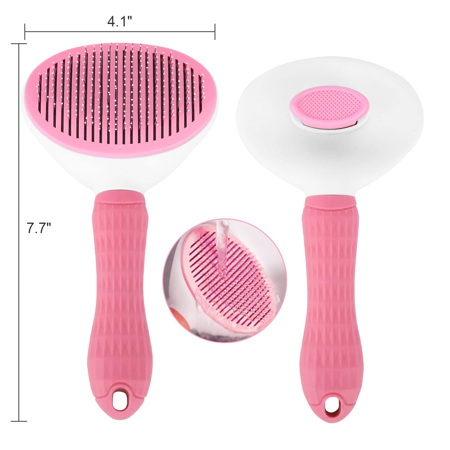 Depets Self Cleaning Slicker Brush, Dog Cat Bunny Pet Grooming Shedding Brush - Easy to Remove Loose Undercoat, Pet Massaging Tool Suitable for Pets with Long or Short Hair